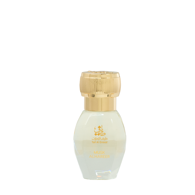 Musk Al Hareer Taif Al Emarat, parfum de musc en poudre de 1 Tola, présenté dans un récipient élégant.